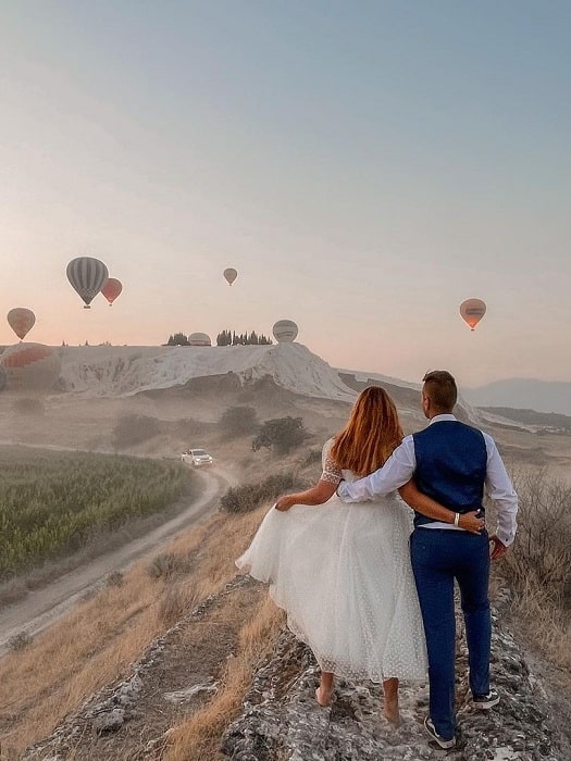 Heiratsantrag auf einem Heißluftballon in Pamukkale