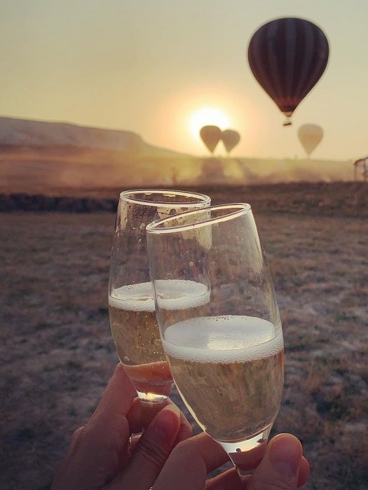 Heiratsantrag auf einem Heißluftballon in Pamukkale